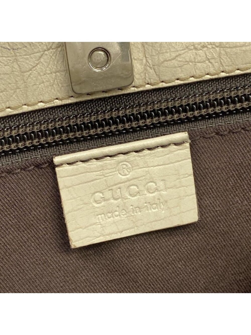 Gucci Tote GG Plus Supreme Gray Beige Ivory Leather - Picture 8 of 13